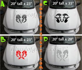 Custom Designed Hood Window decal decals vinyl graphics sticker fits Dodge Ram Dart Avenger Hemi Charger Challenger