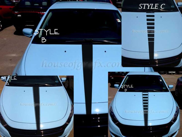 Center Hood Strobe Decal Decals vinyl Graphics Stripes fit 2013 2014 2015 2016 Dodge Dart