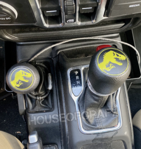 Pair of Jurassic dinosaur Gear shifter overlay decals fit 2018-2022 Jeep Wrangler Gladiator JL JLU Sahara Rubicon Automatic transmission