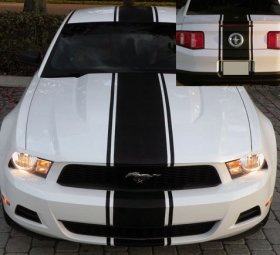 16" Center Racing Rally Stripe graphic graphics with pin stripe fits any 2010-2023 Ford Mustang 5.0 Saleen GT Roush
