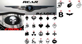 Front & rear emblem overlays decal decals vinyl stickers fit 2005 2006 2007 or 2008 Chrysler 300c 300
