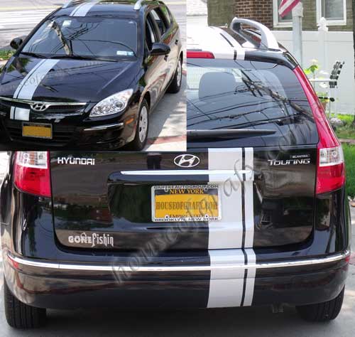 8\" offset stripe stripes graphics fits Hyundai Elantra Touring