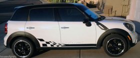Checkered Rocker Stripe Graphics Decals fits any model Mini Cooper Clubman Countryman Coupe JCW S Roadster