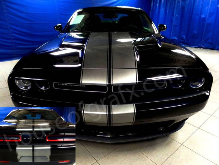 18\" wide Rally Racing stripe stripes decals graphics fit any year Dodge Challenger SRT Hellcat HEMI