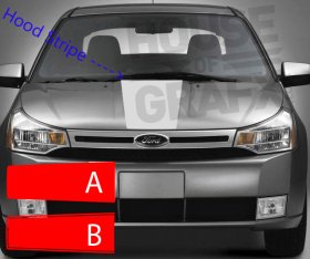 Vinyl Hood stripe decal kit graphic fits any Ford Focus
