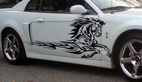 Flaming horse side graphics decals fits Trailers Trucks Mustang