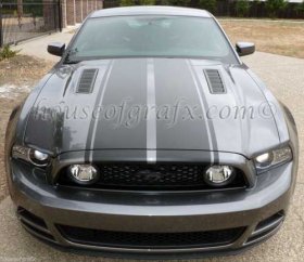 24.75" wide Hood Stripe vinyl decal with pin stripes fits any year or model Ford Mustang Shelby GT500 5.0 Saleen Roush