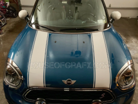 Dual 8" wide hood bonnet stripes fit any year or model Mini Cooper Cooper S Base Countryman Clubman Paceman Roadster Coupe JCW