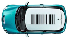 Bar code barcode roof graphic decal fits Mini Cooper, S Clubman