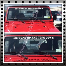 BOTTOMS UP TOPS DOWN windshield banner visor decal