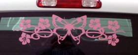 Custom Butterfly with hibiscus flowers banner decal sticker