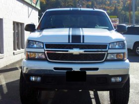 10" center rally racing stripes with outer pin stripe for any vehicle Ford Chevrolet Dodge GMC Nissan