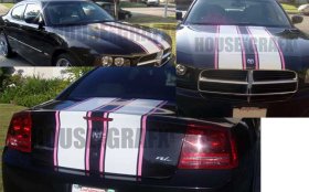 2 Color 8" Rally Racing stripe kit graphics decals fit any year model Dodge Charger