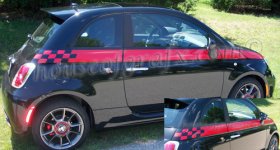 Checkered Side Body Graphics Decals Decal fit 2011 2012 2013 2014 2015 2016 2017 Fiat 500 Pop Abarth Gucci Sport