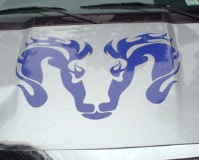 HUGE Flaming Ram tribal hood decal decals graphic car truck 4x4