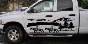 Horse Horses Cowboy Mountains scenery decal decals graphics