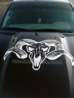 Huge 23" x 33" Ram Skull Bones Hood Decal Graphic Vinyl Sticker fits Dodge Ram Durango Dakota Journey Nitro