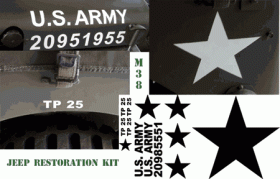 Restoration kit decals made to fit any Jeep M38 decal sticker
