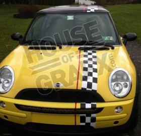 3 Color Rally Stripe stripes Checkered fit any year/model Mini