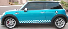Checkered "MINI" rocker decal decals graphics Cooper S Clubman