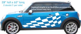 Wavy checkered flag graphics decals decal Mini Cooper clubman S