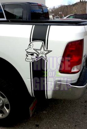 Pair of Metal Mulisha skull vinyl Bedside Decal Decals Graphics Stripe Stripes fit any truck