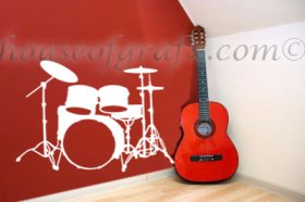 Drum drummer drums band wall decal art 23" x 36" long
