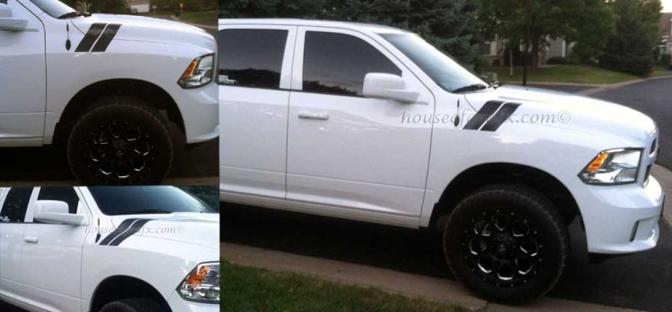 Pair of Slanted Fender Hash Hashes Stripe stripes Decals Graphics fit any 2009 2010 2011 2012 2013 2014 2015 Dodge Ram