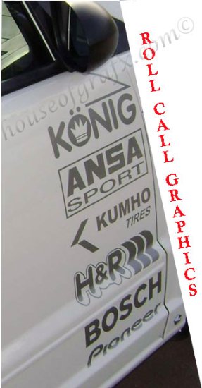 Pair of Vertical Style Roll Call Sponsor Graphics Decals Decal