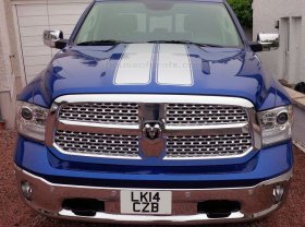 Rounded Racing Rally Hood & Tailgate Stripe Stripes decals 2009 2010 2011 2012 2013 2015 2015 2016 2017 2018 2019 2020 2021 2022 2023 Dodge Ram 1500 2500