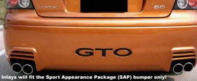 Rear Valance bumper lettering decal decals graphics stickers inlays fit 2004 2005 2006 PONTIAC GTO SAP