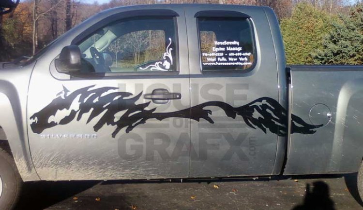 60\" Scribble horse horses decal decals graphics trailer Mustang