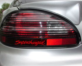 Supercharged GTP taillight vinyl decal fits 97-03 Pontiac Grand Prix