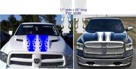 Pair of 11" Dual Flame Flames hood Stripe Stripes decals graphics fit ANY year or model truck Ford Dodge Nissan Toyota Chevrolet