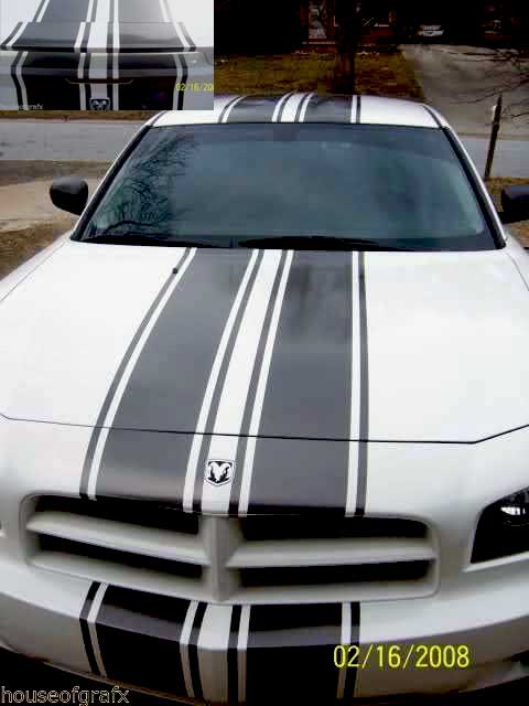 Dual 8" Rally Stripes Stripe Graphics fit ANY year or model Dodge Charger SXT RT SCAT PACK GT SRT Hellcat