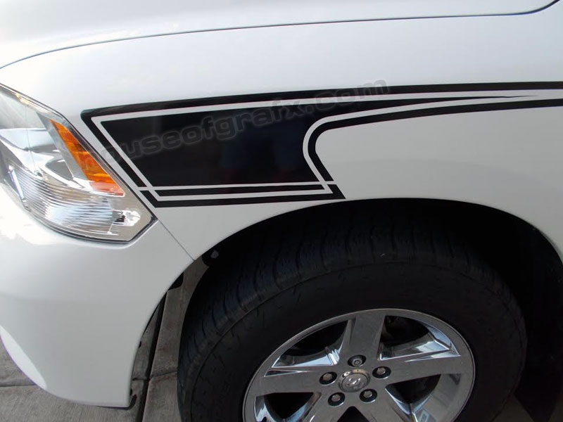2009 & up Dodge Ram Front Hockey Stripe Stripes Decals Graphics