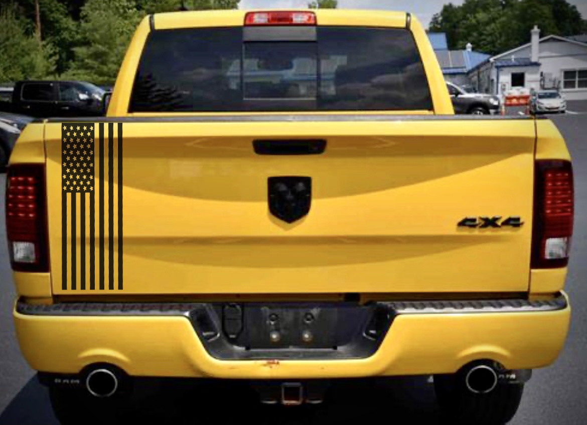 USA American Flag Tailgate stripe decal graphic 11x23 fits Dodge Ram Gladiator Chevrolet Toyota Silverado Nissan GMC
