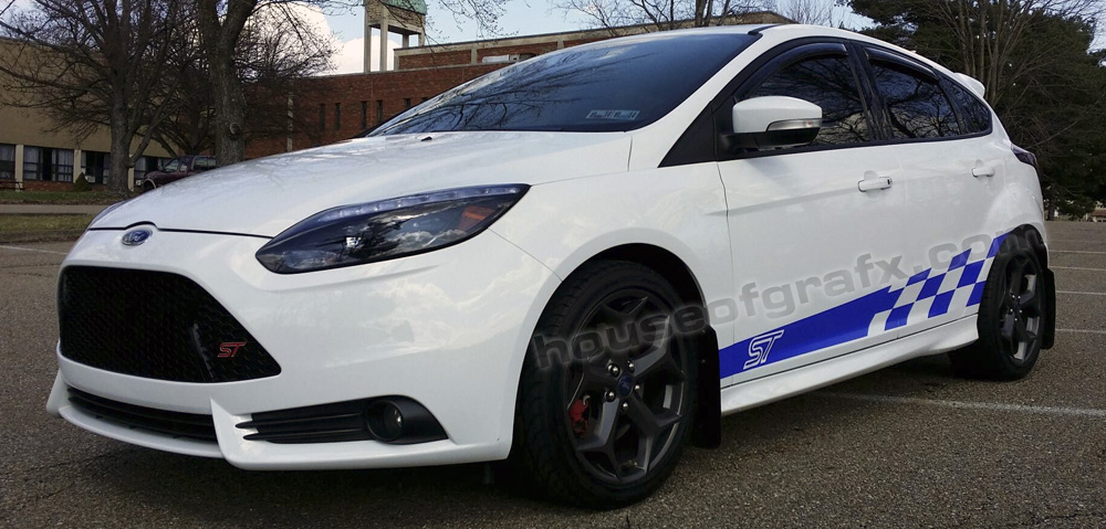 Lower door Checkered stripe stripes decals graphic fits Ford Focus ST Shelby