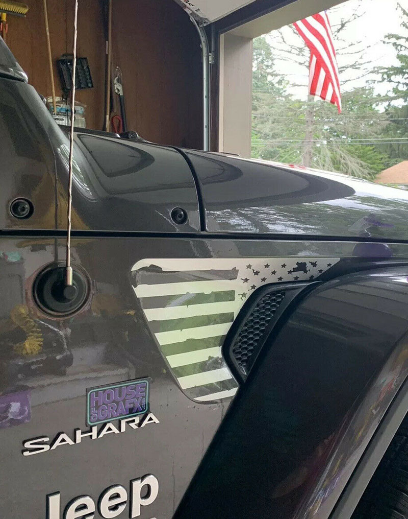 Distressed Flag vent surround decal decals fit any model 2018-2022 Jeep Wrangler or 2020-2022 Gladiator