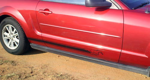 Pair of Lower rocker stripe vinyl decal decals horse graphic fits any year or model Ford Mustang