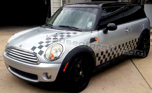 Checkered rocker & Rally Stripe stripes fits any Mini