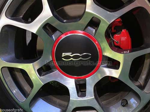Center Cap Decals Graphics overlays fit 2012 Fiat 500 16" Rim
