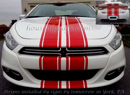 19" wide Racing Stripe Stripes Graphics Decals fits 2013+ Dart