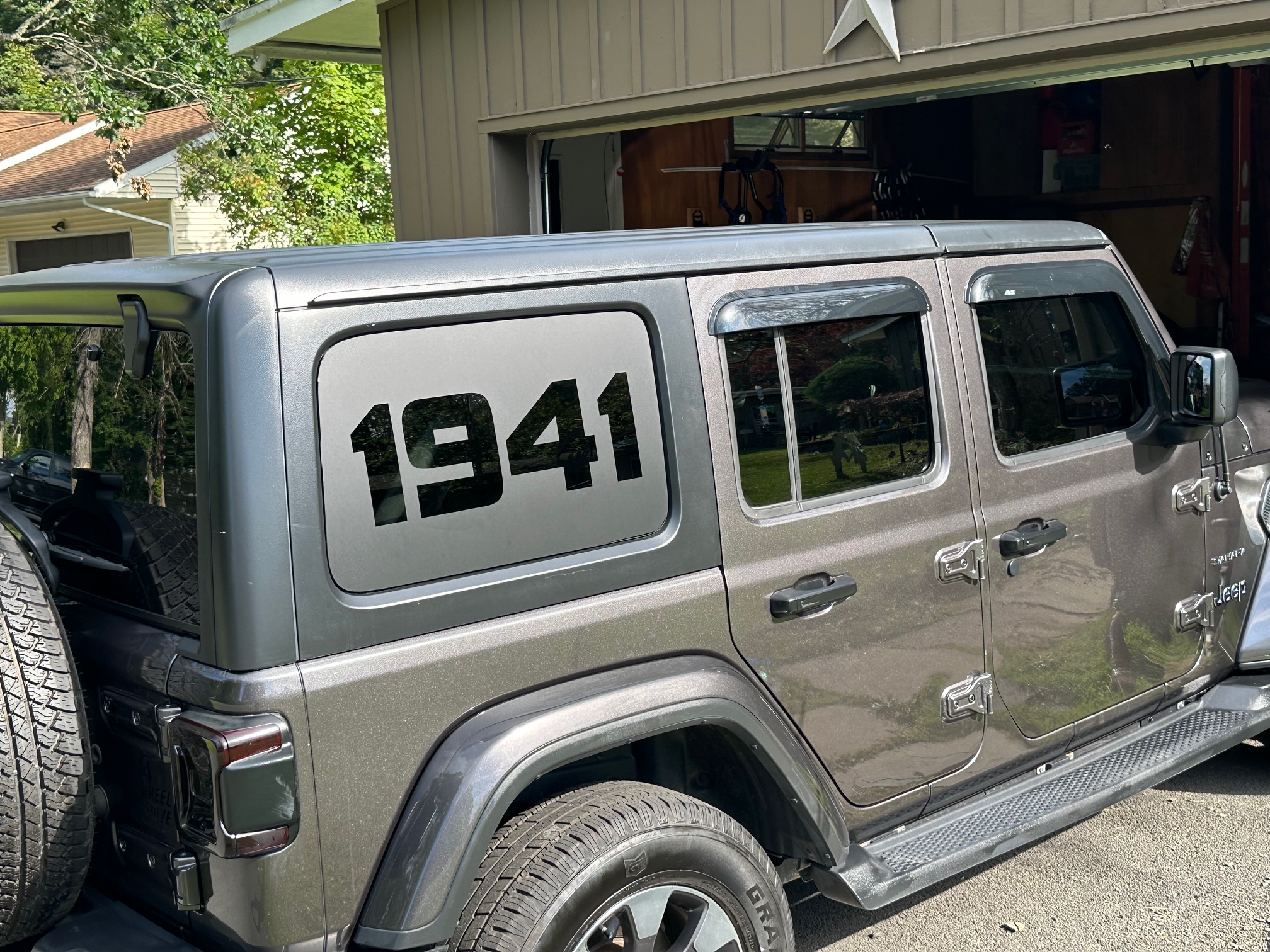 Houseofgrafx SOLID style 1941 rear cap glass window vinyl decal decals graphics stickers compatible only with 4 door Wrangler Sahara Rubicon JL JK Sport 4x4