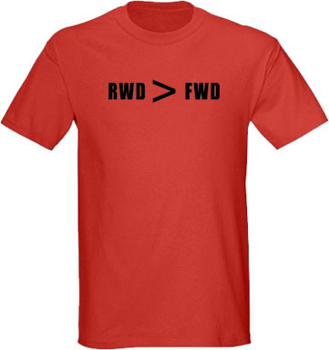 RWD>FWD T tee shirt Mustang 300zx Trans Am Firebird Camaro