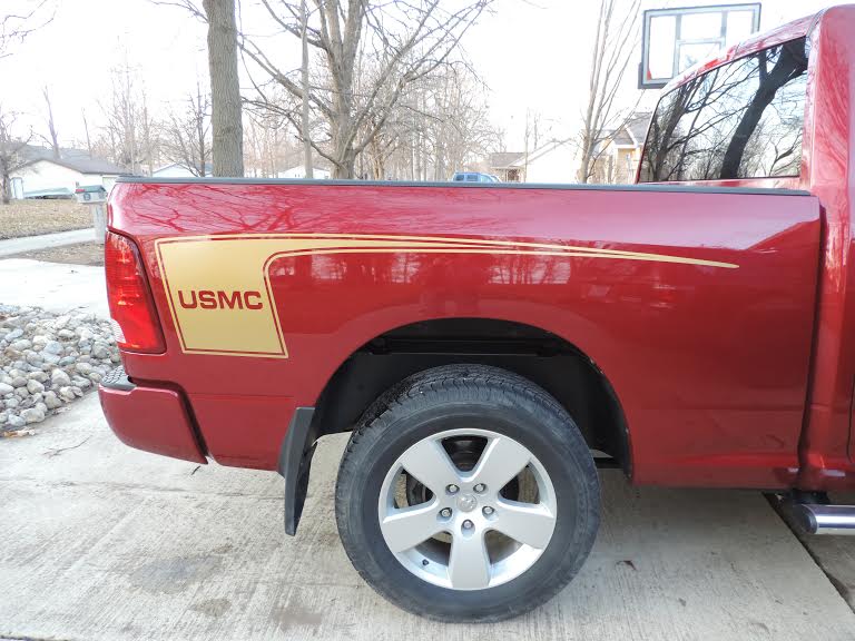 Pair of personalized custom text truck bed stripe stripes vinyl graphics decal decals fit 2009 2010 2011 2012 2013 2014 2015 2016 2017 2018 2019 2020 2021 2022 2023 Dodge Ram