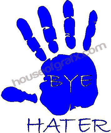 Funny BYE HATER hand decal sticker graphic fits any car or truck