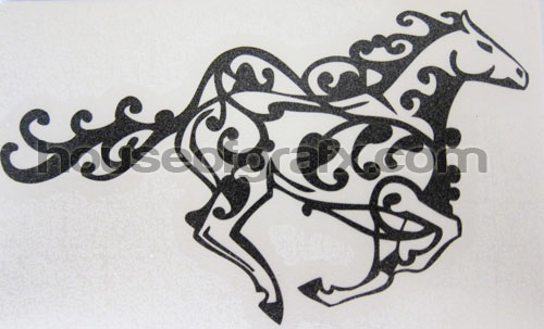 Spiral tribal decorative horse vinyl decal graphic wall truck