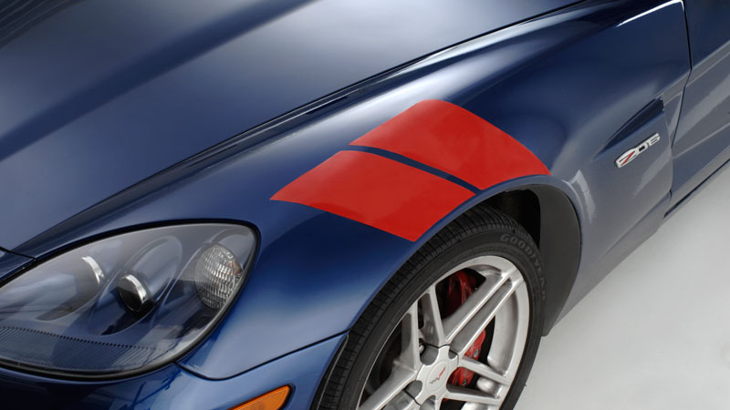 Pair of plain pre cut fender hash stripe stripes decals for any 2005 2006 2007 2008 2009 2010 2011 2012 2013 Chevrolet Corvette (NO TRIMMING NEEDED)