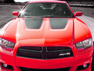 Outline Outlined Split Hood recessed insert stripe stripes decal decals vinyl graphics fit 2011 2012 2013 2014 Dodge Charger